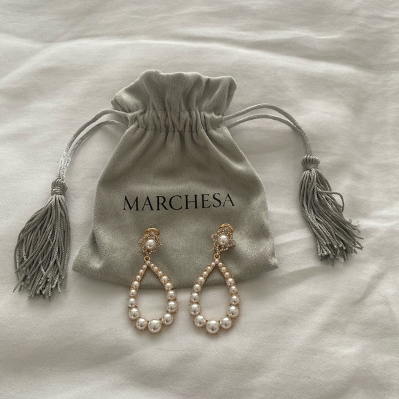 Marchesa Pearl crystal open drop earrings - Picture 1 of 5